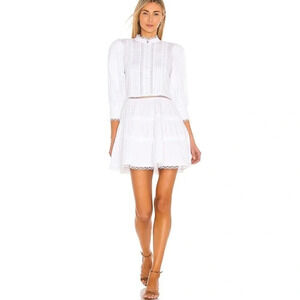 alice and olivia clark embroidered dress Alice + Olivia Alice Olivia Clark Pintucked Broderie Anglaise Cotton Mini  Dress White Us 12 In Off-White - 50% Off